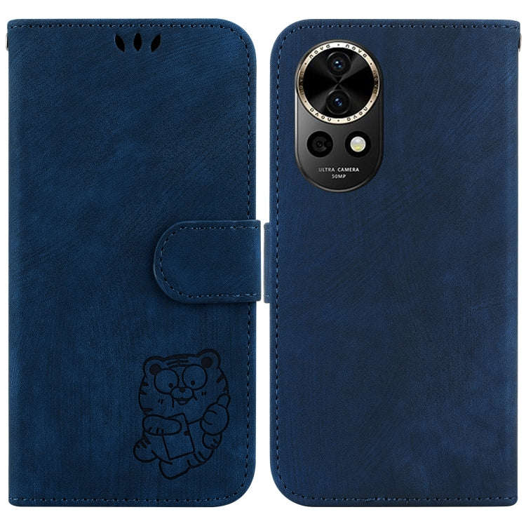 For Huawei nova 12 Little Tiger Embossed Leather Phone Case(Dark Blue)