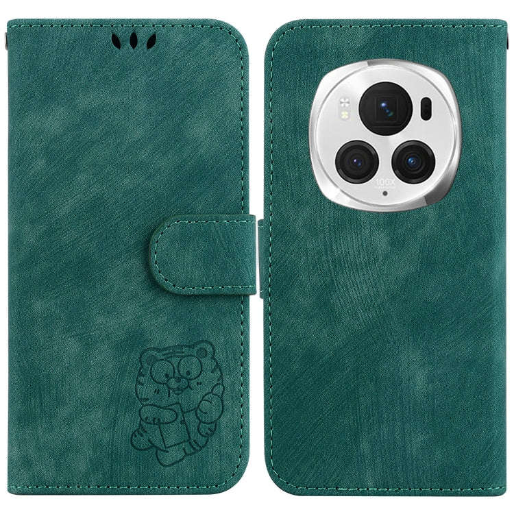 For Honor Magic6 Pro Little Tiger Embossed Leather Phone Case(Green)