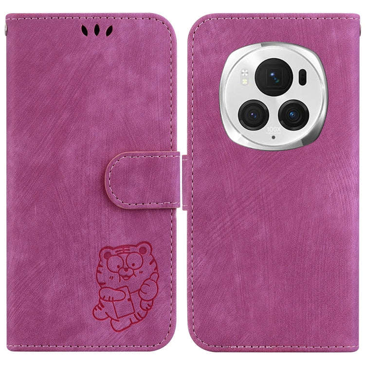 For Honor Magic6 Pro Little Tiger Embossed Leather Phone Case(Rose Red)