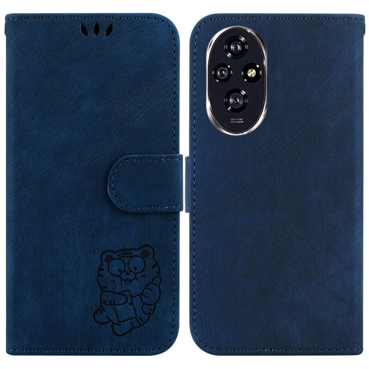 For Honor 200 Little Tiger Embossed Leather Phone Case(Dark Blue)