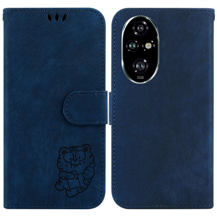 For Honor 200 Pro Little Tiger Embossed Leather Phone Case(Dark Blue)
