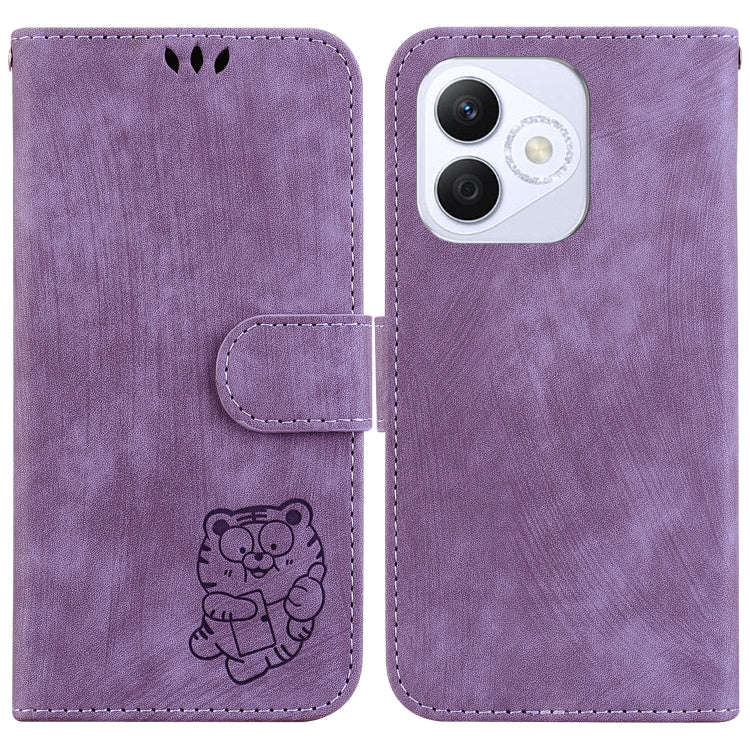 For Honor X60i Little Tiger Embossed Leather Phone Case(Purple)