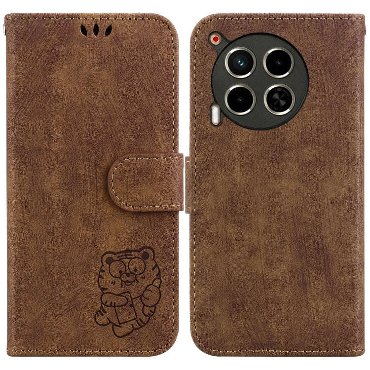 For Tecno Camon 30 4G / 5G Little Tiger Embossed Leather Phone Case(Brown)