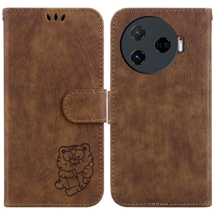 For Tecno Camon 30 Pro Little Tiger Embossed Leather Phone Case(Brown)