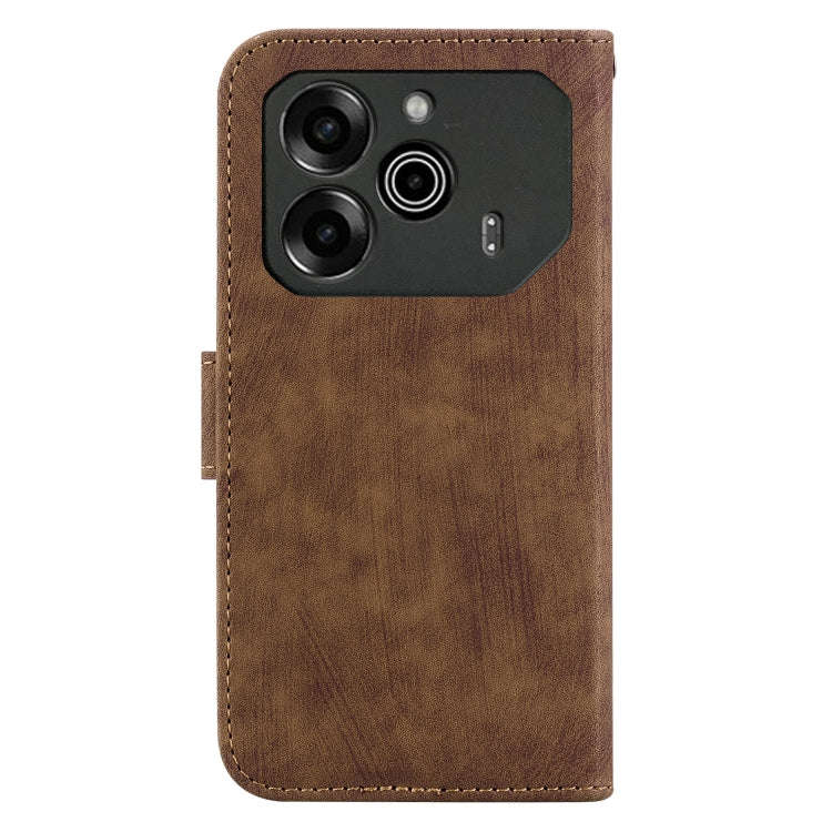 For Tecno Pova 6 / Pova 6 Pro Little Tiger Embossed Leather Phone Case(Brown)