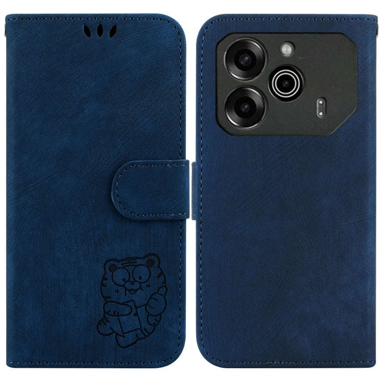 For Tecno Pova 6 / Pova 6 Pro Little Tiger Embossed Leather Phone Case(Dark Blue)