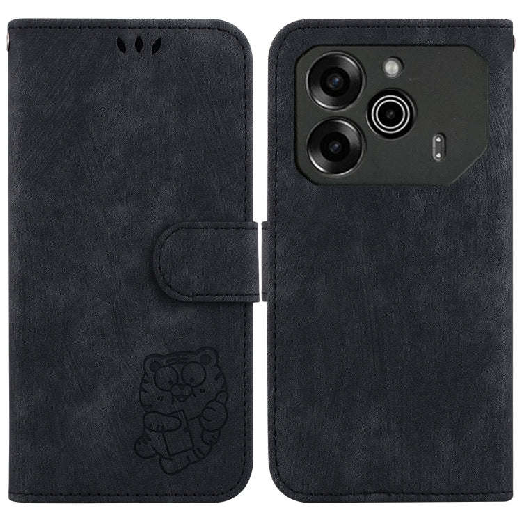 For Tecno Pova 6 / Pova 6 Pro Little Tiger Embossed Leather Phone Case(Black)