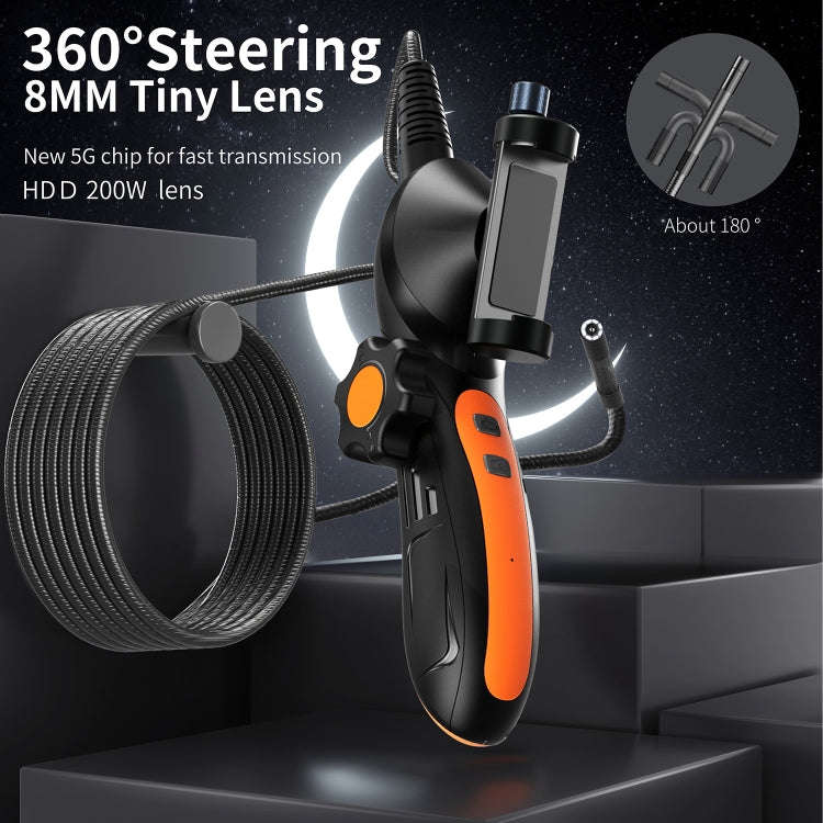 F180 8mm Lens 360 degree Free Spins Automotive Repair Endoscope, Spec:1m Soft Tube