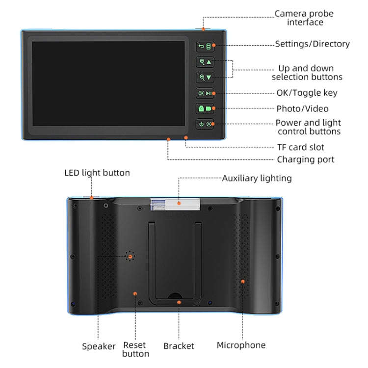 T23 7.9mm Three Lenses 7 inch Screen Industrial Endoscope, Spec:1m Tube
