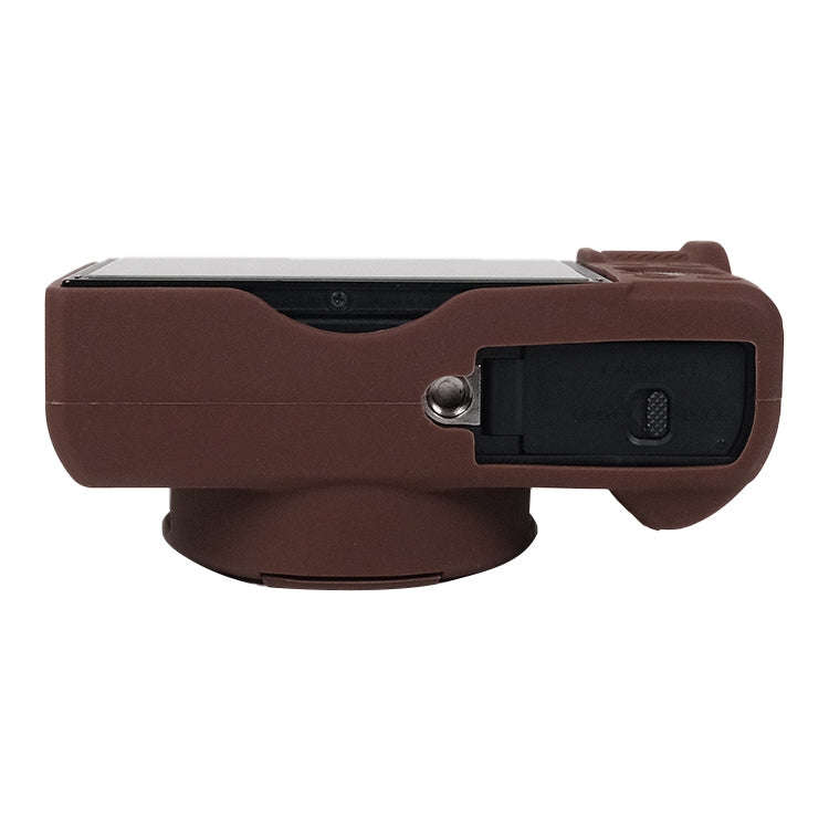 For Canon PowerShot G7 X Mark III / G7X3 Soft Silicone Protective Case with Lens Cover(Coffee)