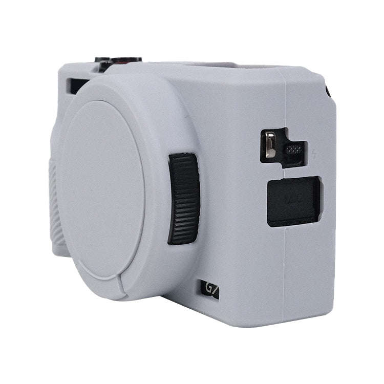 For Canon PowerShot G7 X Mark III / G7X3 Soft Silicone Protective Case with Lens Cover(Grey)