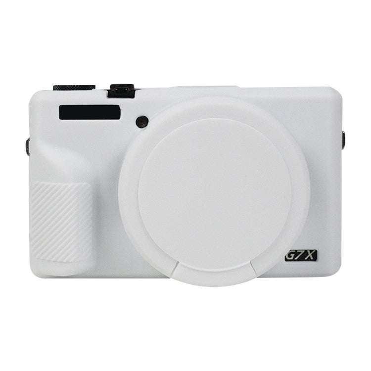 For Canon PowerShot G7 X Mark III / G7X3 Soft Silicone Protective Case with Lens Cover(White)