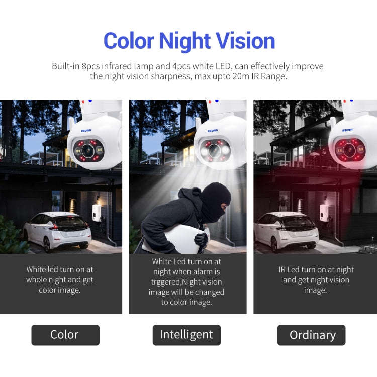 ESCAM PT304 HD 4MP Humanoid Detection Tracking WiFi Connection Sound Alarm Intelligent Night Visi...