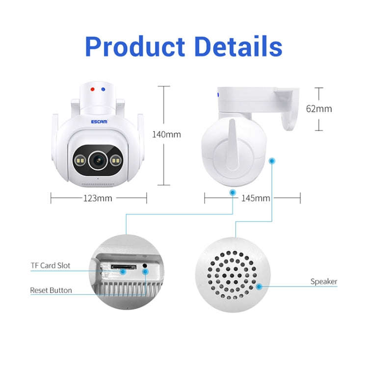 ESCAM PT304 HD 4MP Humanoid Detection Tracking WiFi Connection Sound Alarm Intelligent Night Visi...