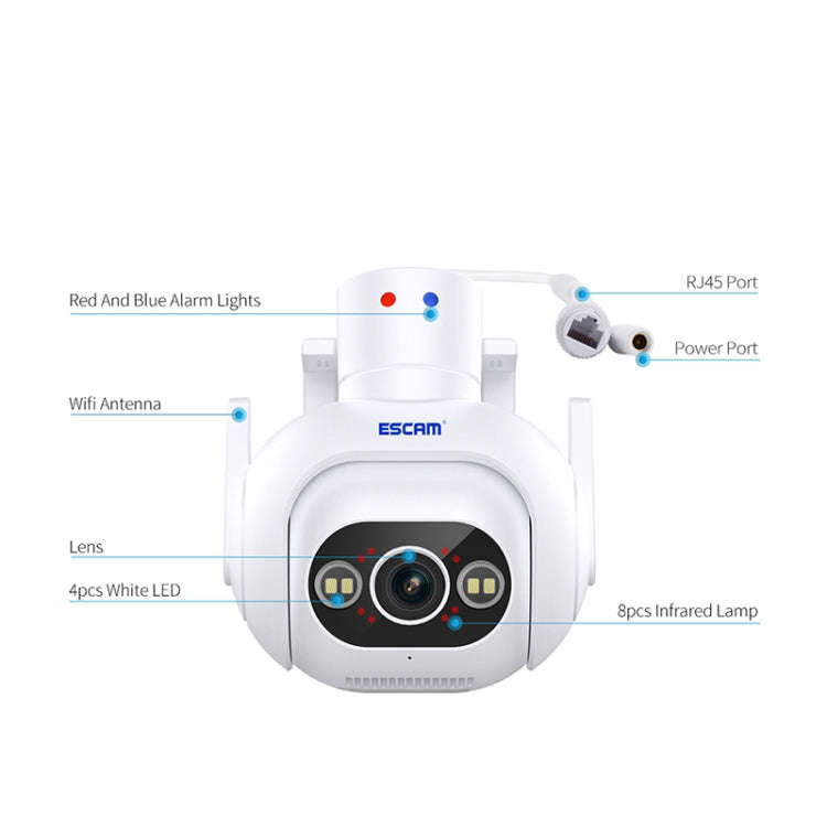 ESCAM PT304 HD 4MP Humanoid Detection Tracking WiFi Connection Sound Alarm Intelligent Night Visi...