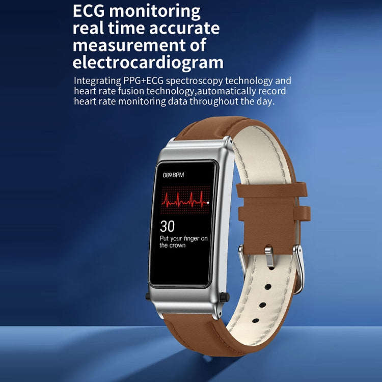 K80 1.57 inch Leather Band IP67 Earphone Detachable Smart Watch Support Bluetooth Call(Silver)