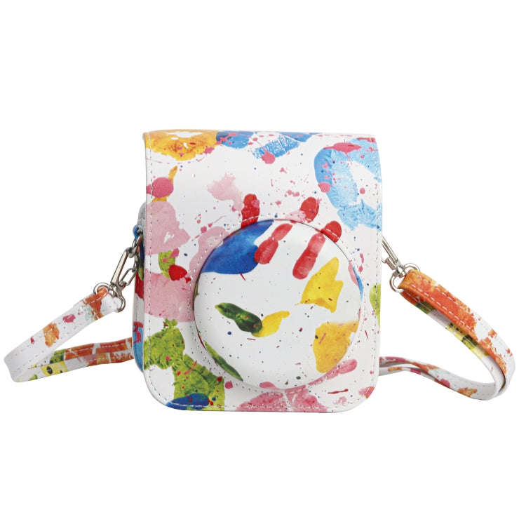 For FUJIFILM instax mini 12 Painted Full Body Leather Case Camera Bag with Strap(Watercolor Palm)