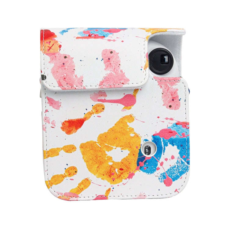 For FUJIFILM instax mini 12 Painted Full Body Leather Case Camera Bag with Strap(Watercolor Palm)