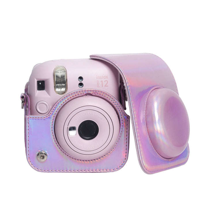 For FUJIFILM instax mini 12 Laser Full Body Leather Case Camera Bag with Strap(Pink)