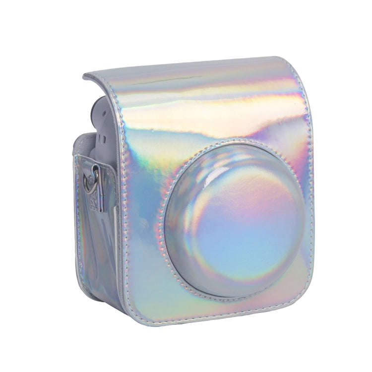 For FUJIFILM instax mini 12 Laser Full Body Leather Case Camera Bag with Strap(Silver)