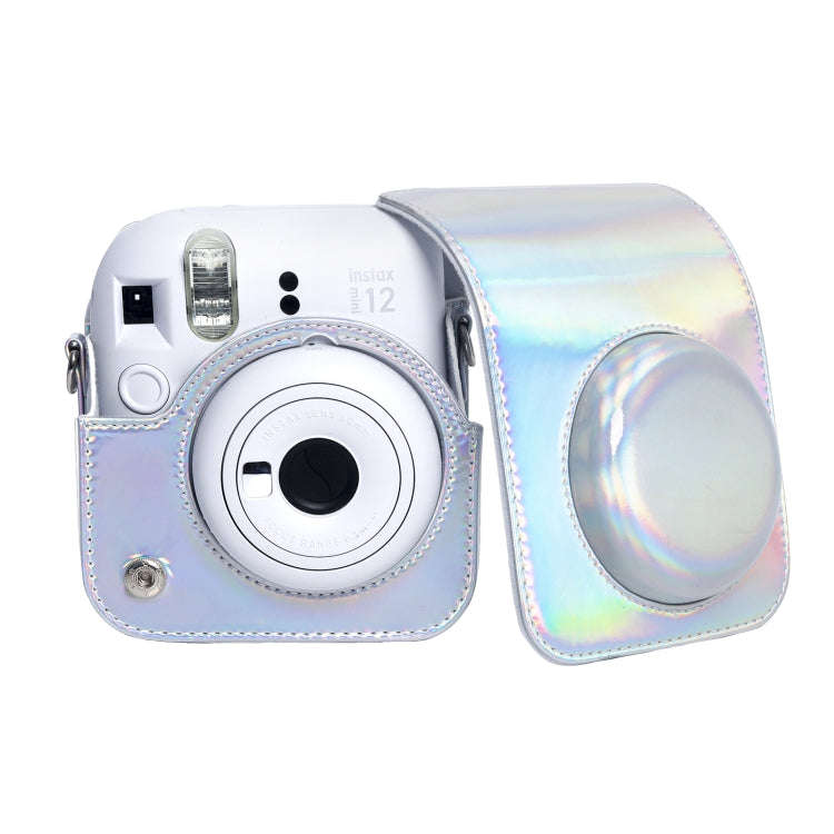 For FUJIFILM instax mini 12 Laser Full Body Leather Case Camera Bag with Strap(Silver)