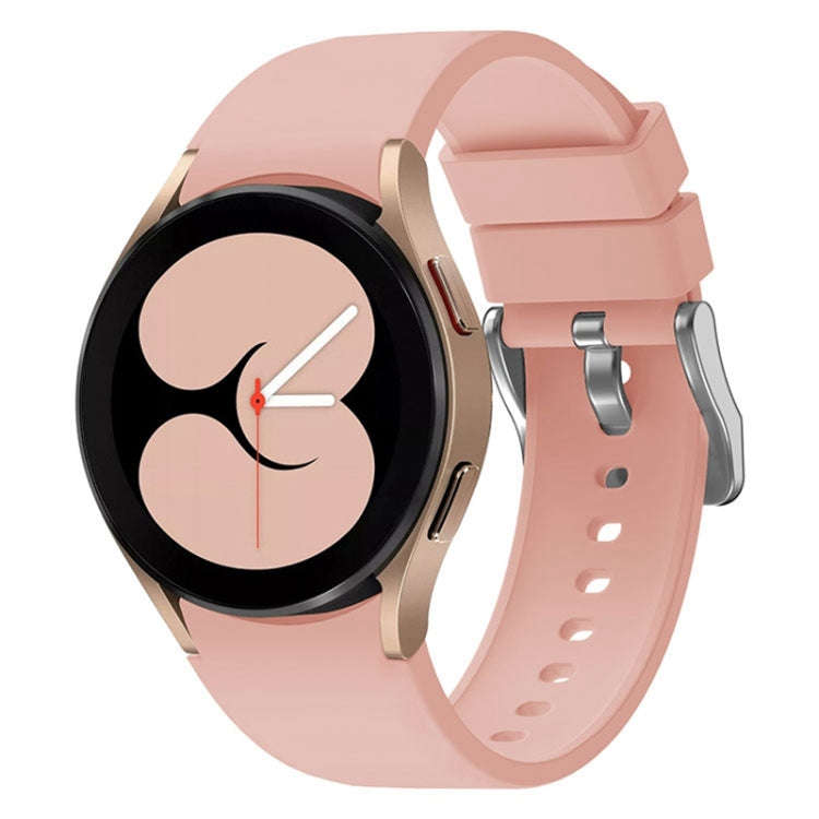 For Samsung Galaxy Watch 6 Solid Color Silicone Silver Buckle Watch Band(Pink)