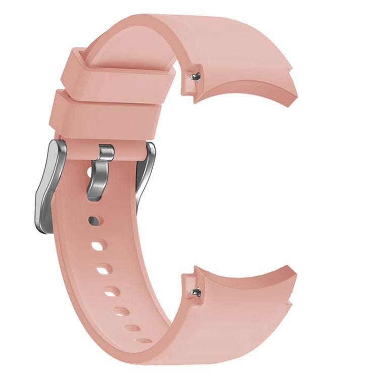 For Samsung Galaxy Watch 6 Solid Color Silicone Silver Buckle Watch Band(Pink)