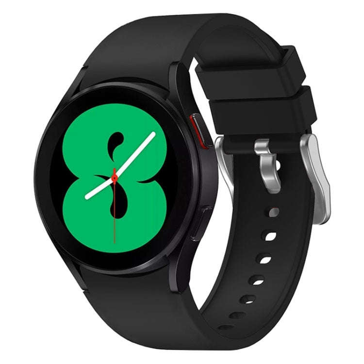 For Samsung Galaxy Watch 6 Solid Color Silicone Silver Buckle Watch Band(Black)