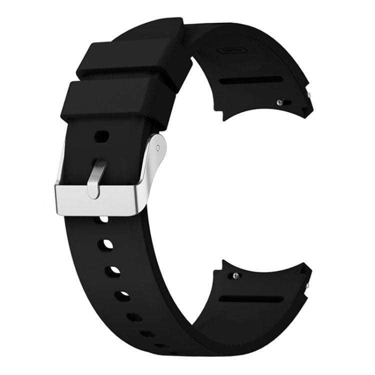 For Samsung Galaxy Watch 6 Solid Color Silicone Silver Buckle Watch Band(Black)