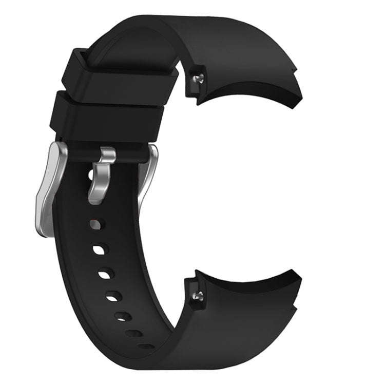 For Samsung Galaxy Watch 6 Solid Color Silicone Silver Buckle Watch Band(Black)