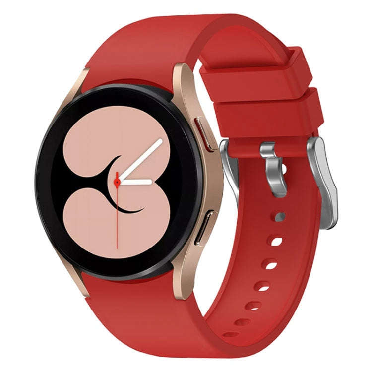 For Samsung Galaxy Watch 6 Solid Color Silicone Silver Buckle Watch Band(Red)