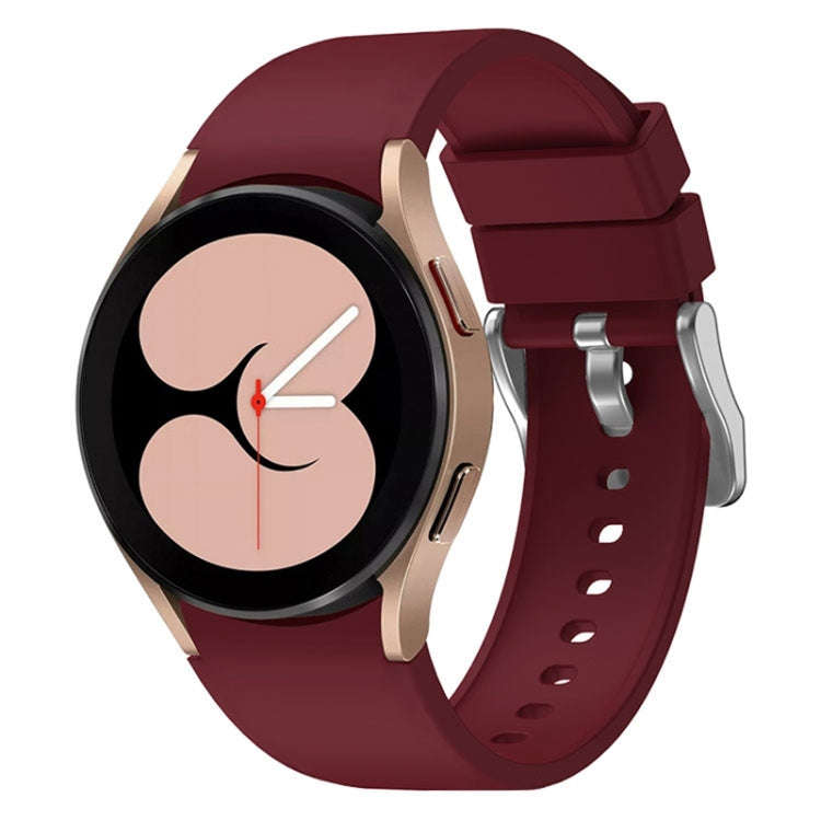 For Samsung Galaxy Watch 6 Solid Color Silicone Silver Buckle Watch Band(Wine Red)
