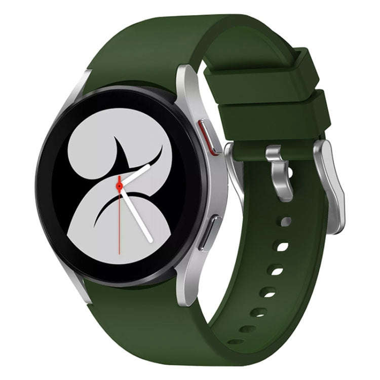 For Samsung Galaxy Watch 6 Solid Color Silicone Silver Buckle Watch Band(Army Green)