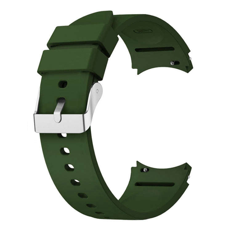For Samsung Galaxy Watch 6 Solid Color Silicone Silver Buckle Watch Band(Army Green)
