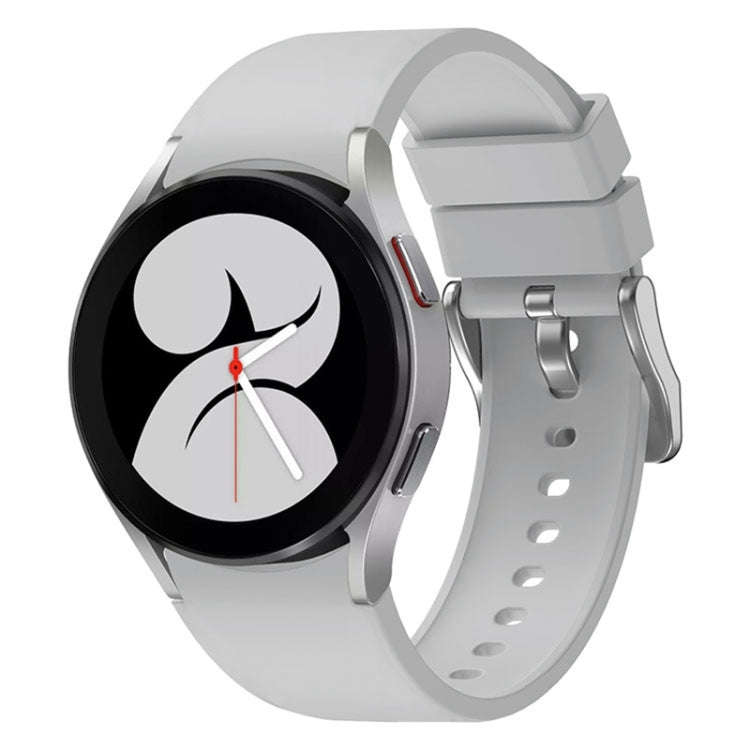 For Samsung Galaxy Watch 6 Solid Color Silicone Silver Buckle Watch Band(Light Grey)