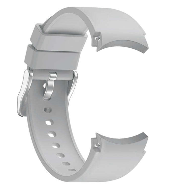 For Samsung Galaxy Watch 6 Solid Color Silicone Silver Buckle Watch Band(Light Grey)