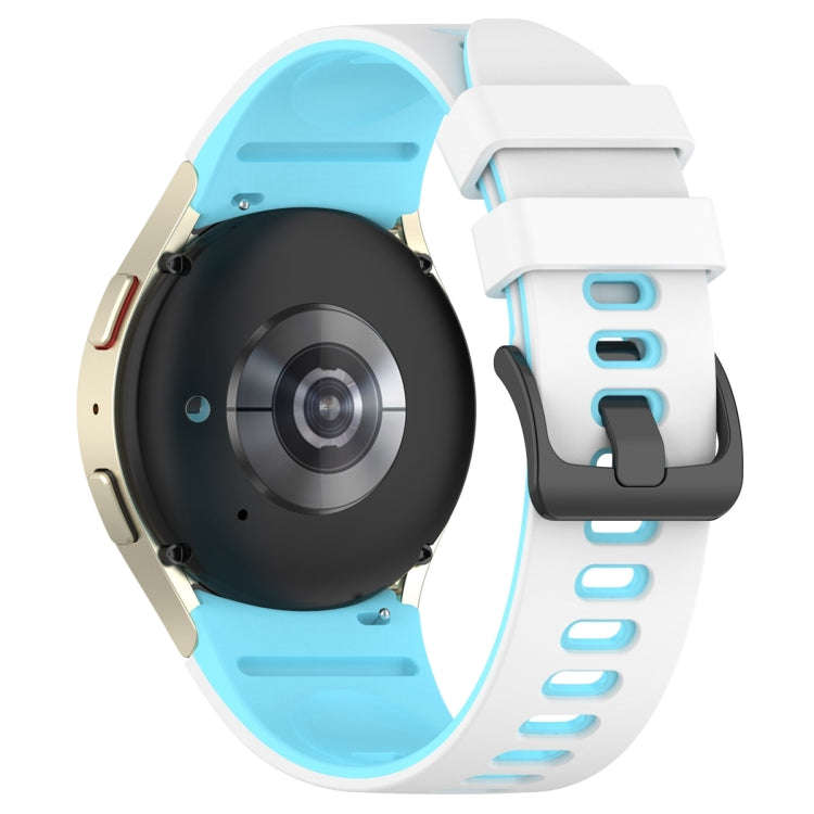 For Samsung Galaxy Watch 6 Sports Two Color Silicone Watch Band(White+Sky Blue)