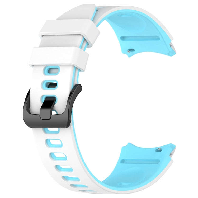 For Samsung Galaxy Watch 6 Sports Two Color Silicone Watch Band(White+Sky Blue)