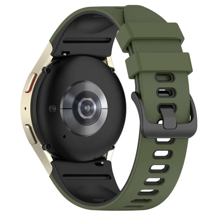 For Samsung Galaxy Watch 6 Sports Two Color Silicone Watch Band(Army Green+Black)