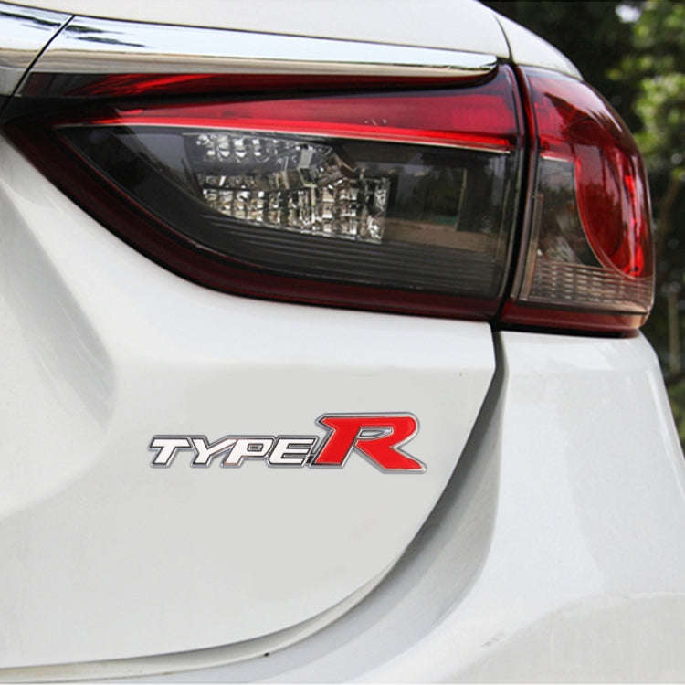 Car TYPE-R Personalized Aluminum Alloy Decorative Stickers, Size:15x3x0.4cm(White Red)