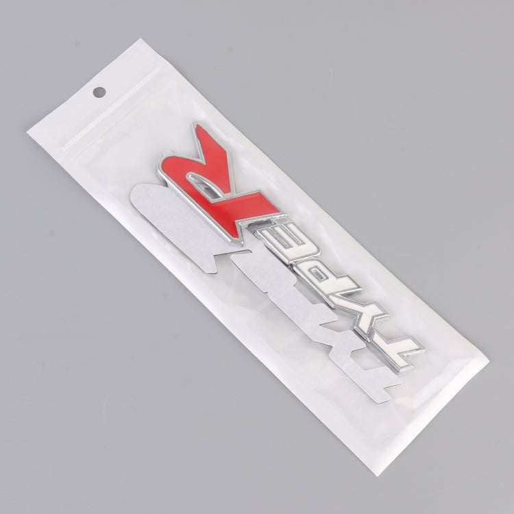 Car TYPE-R Personalized Aluminum Alloy Decorative Stickers, Size:15x3x0.4cm(White Red)
