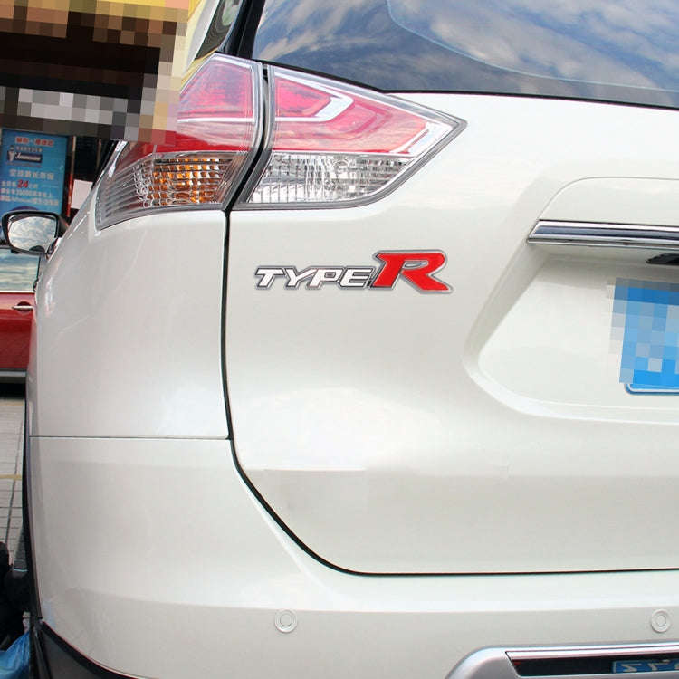 Car TYPE-R Personalized Aluminum Alloy Decorative Stickers, Size:15x3x0.4cm(White Red)
