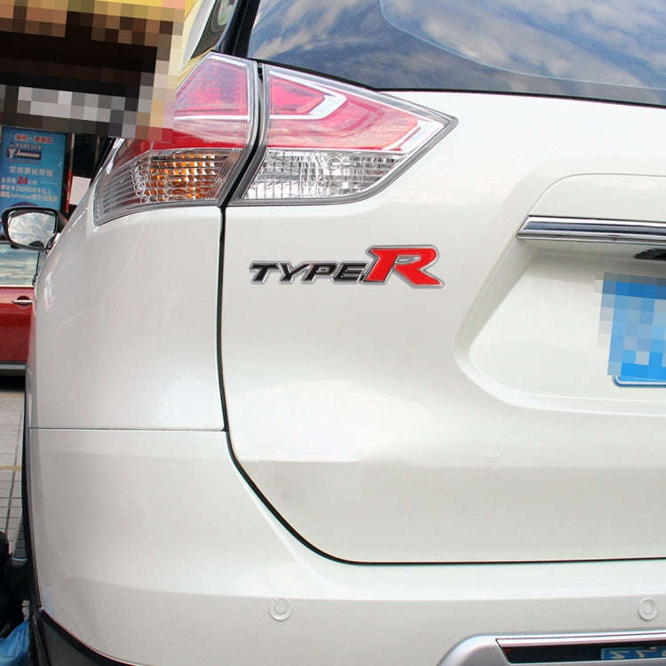 Car TYPE-R Personalized Aluminum Alloy Decorative Stickers, Size:15x3x0.4cm(Black Red)