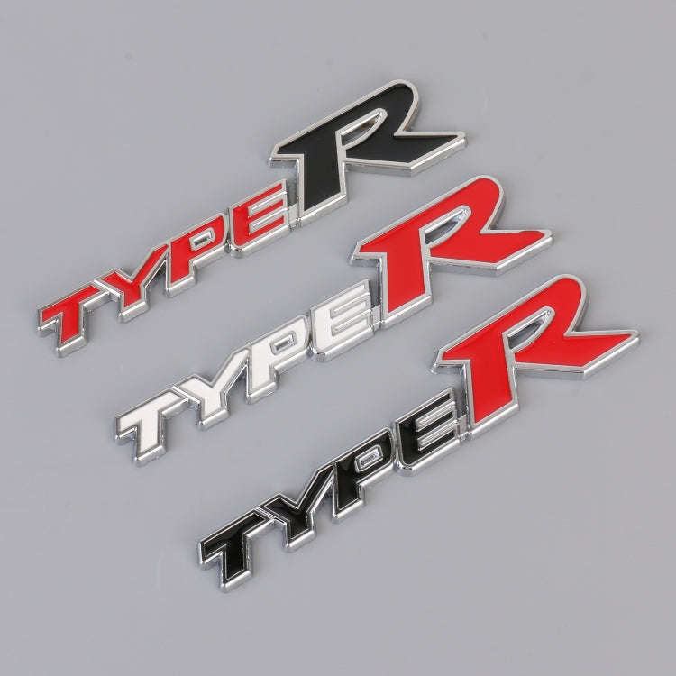 Car TYPE-R Personalized Aluminum Alloy Decorative Stickers, Size:15x3x0.4cm(White Red)