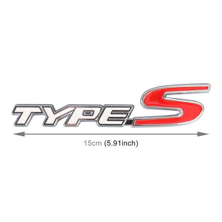 Car TYPE-S Personalized Aluminum Alloy Decorative Stickers, Size:15x3x0.4cm(White Red)