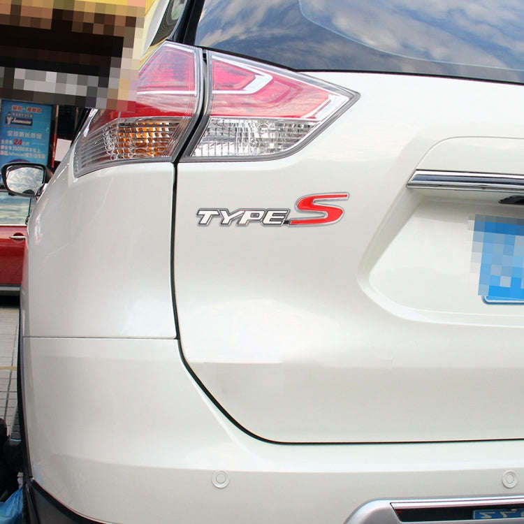 Car TYPE-S Personalized Aluminum Alloy Decorative Stickers, Size:15x3x0.4cm(White Red)