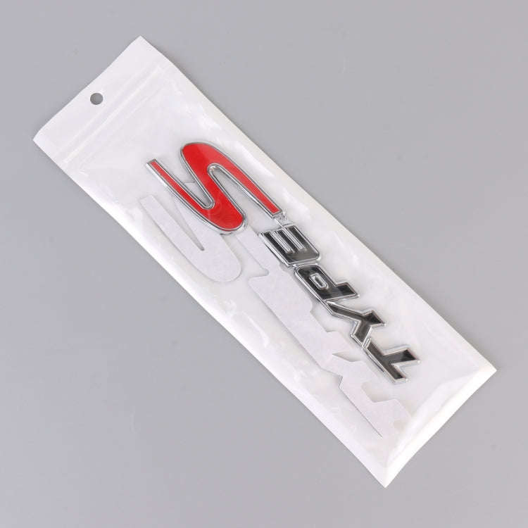 Car TYPE-S Personalized Aluminum Alloy Decorative Stickers, Size:15x3x0.4cm(Black Red)