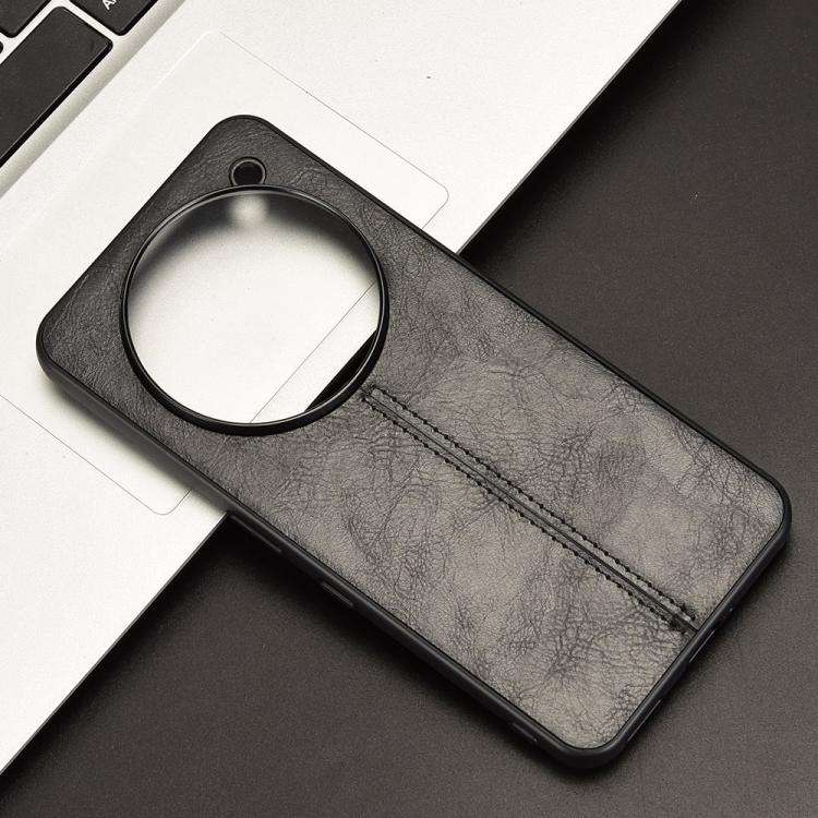 For Nothing Phone 3a Pro Cow Pattern Sewing Back Cover Phone Case(Black)