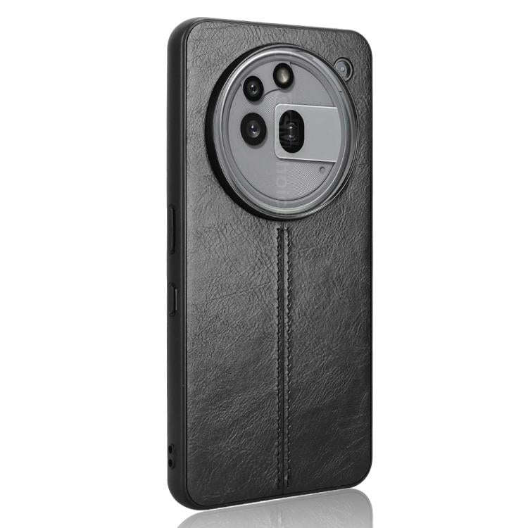 For Nothing Phone 3a Pro Cow Pattern Sewing Back Cover Phone Case(Black)