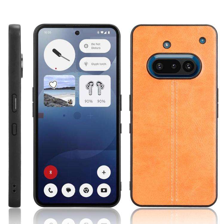 For Nothing Phone 3a Cow Pattern Sewing Back Cover Phone Case(Yellow)